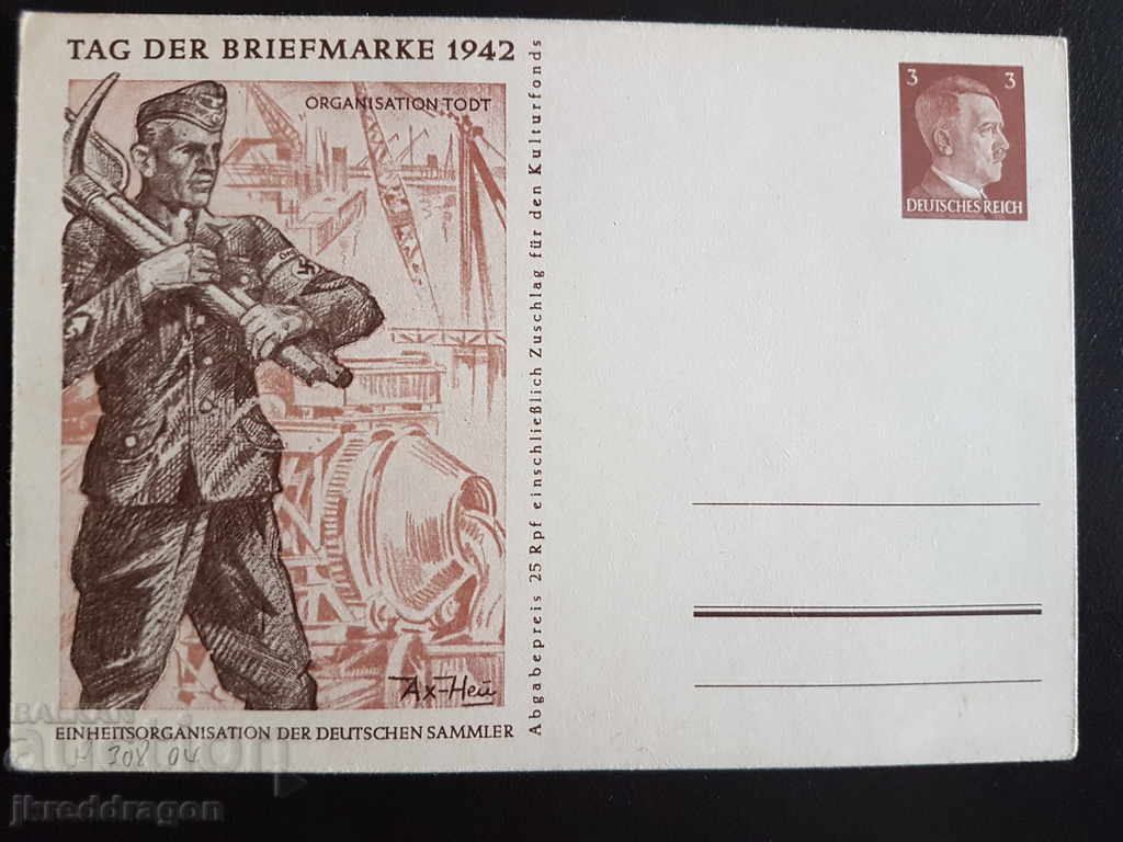 Γερμανία Ταχυδρομική κάρτα Καρτ ποστάλ Σφραγίδα του ταχυδρομείου 1942