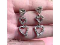 Silver 925 Hanging Earrings with Hearts