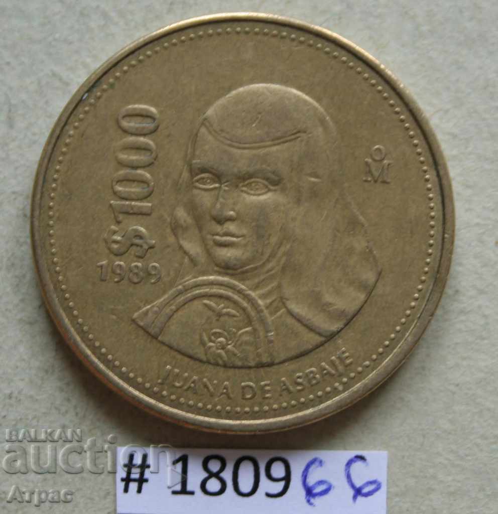 1000  песос 1989 Мексико
