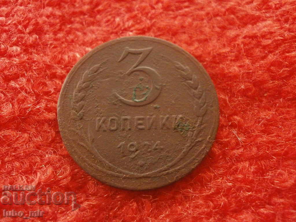 РУСИЯ 3 КОПЕЙКИ 1924 - РЯДКА