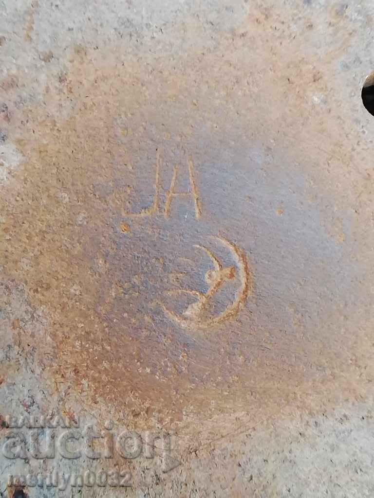 Auction Old wagon plow, plow, lump with the Skoda logo Auction Old wagon plow, plow, lump with the Skoda logo