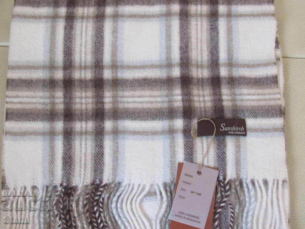 Fine scarf 100% cashmere, check, Mongolia with price 139.00 BGN | € 71.07