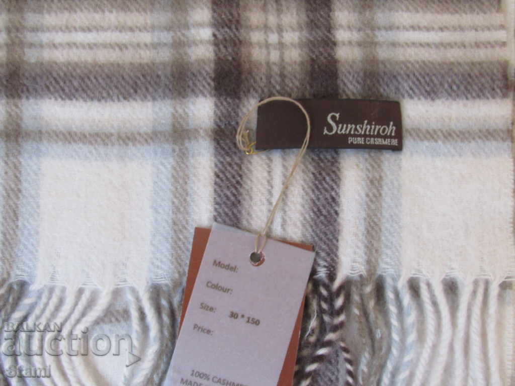 Auction  Fine scarf 100% cashmere, check, Mongolia