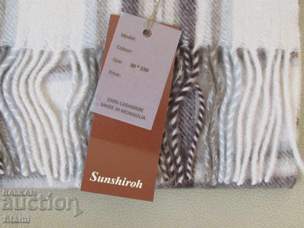 Fine scarf 100% cashmere, check, Mongolia - 7