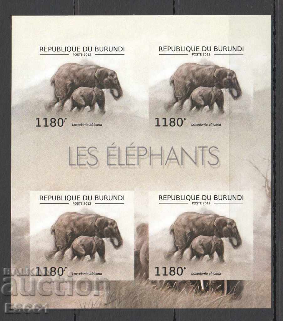 Pure blocks unperforated Fauna Elephants 2012 from Burundi - 5 Pure blocks unperforated Fauna Elephants 2012 from Burundi - 5