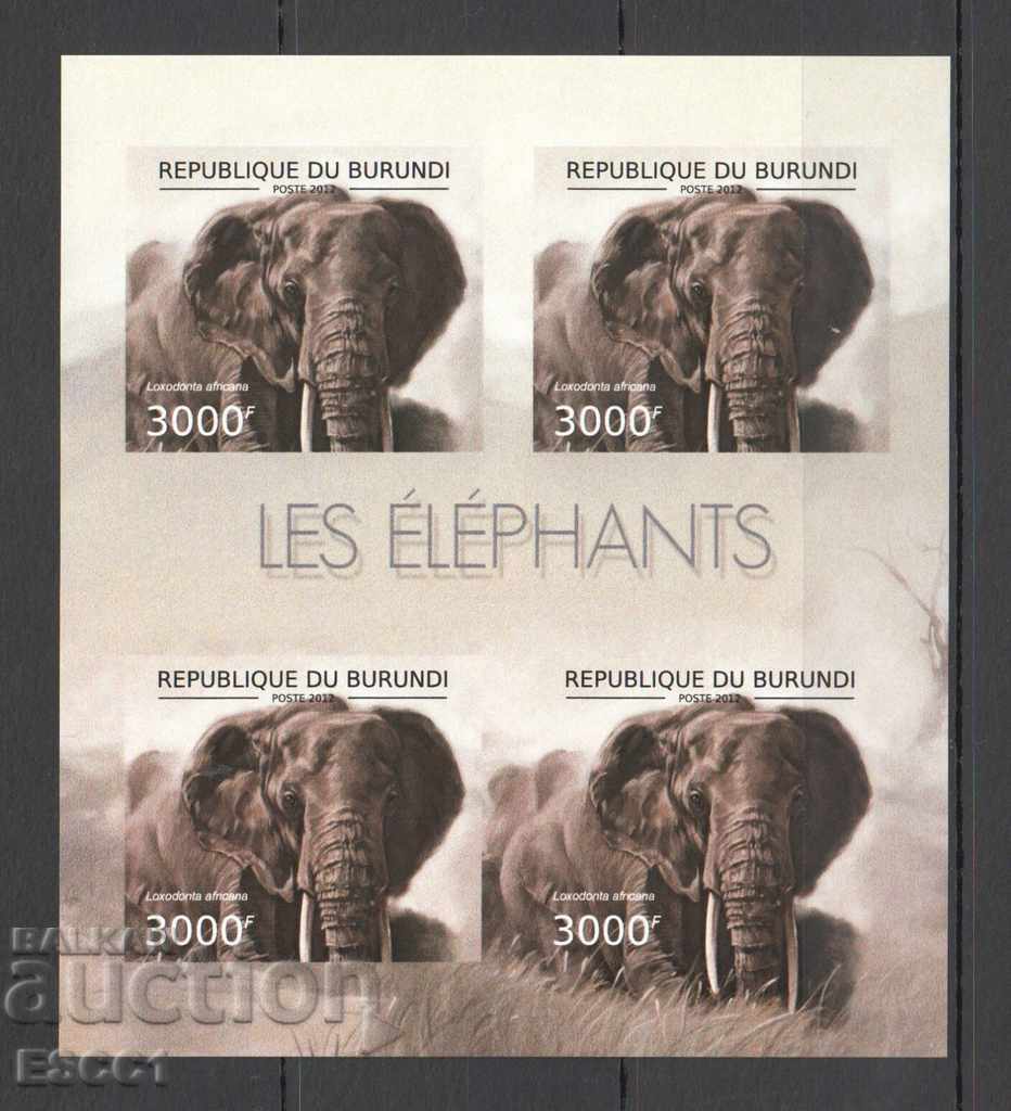 Pure blocks unperforated Fauna Elephants 2012 from Burundi - 6 Pure blocks unperforated Fauna Elephants 2012 from Burundi - 6