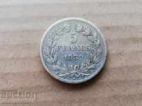Монета 5 франка сребро