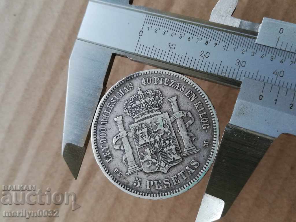Auction  Coin 5 pesetas silver