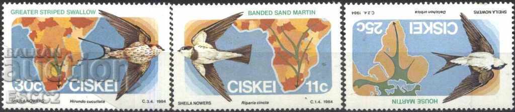 Чисти марки Фауна Птици 1984 от Цискей Южна Африка