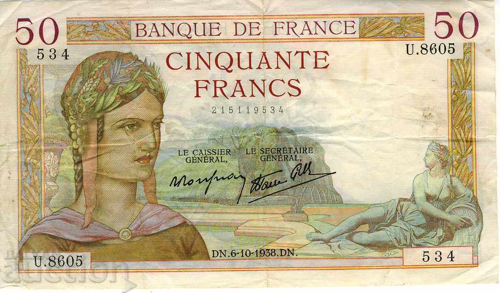 50 francs France 1938