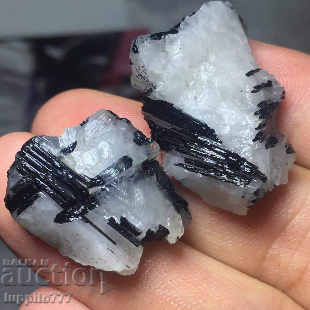 100% natural black tourmaline and quartz rutile 2 pieces with price 59.50 BGN | € 30.42 100% natural black tourmaline and quartz rutile 2 pieces with price 59.50 BGN | € 30.42