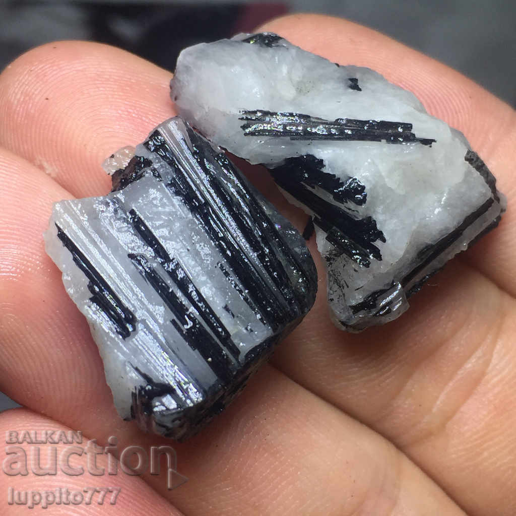 100% natural black tourmaline and quartz rutile 2 pieces - 5 100% natural black tourmaline and quartz rutile 2 pieces - 5