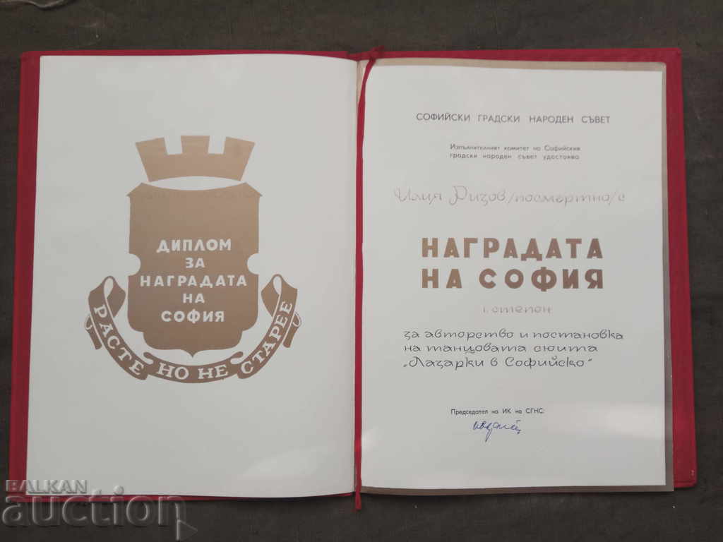 Sofia Award - I degree - Iliya Rizov with price 290.00 BGN | € 148.27 Sofia Award - I degree - Iliya Rizov with price 290.00 BGN | € 148.27