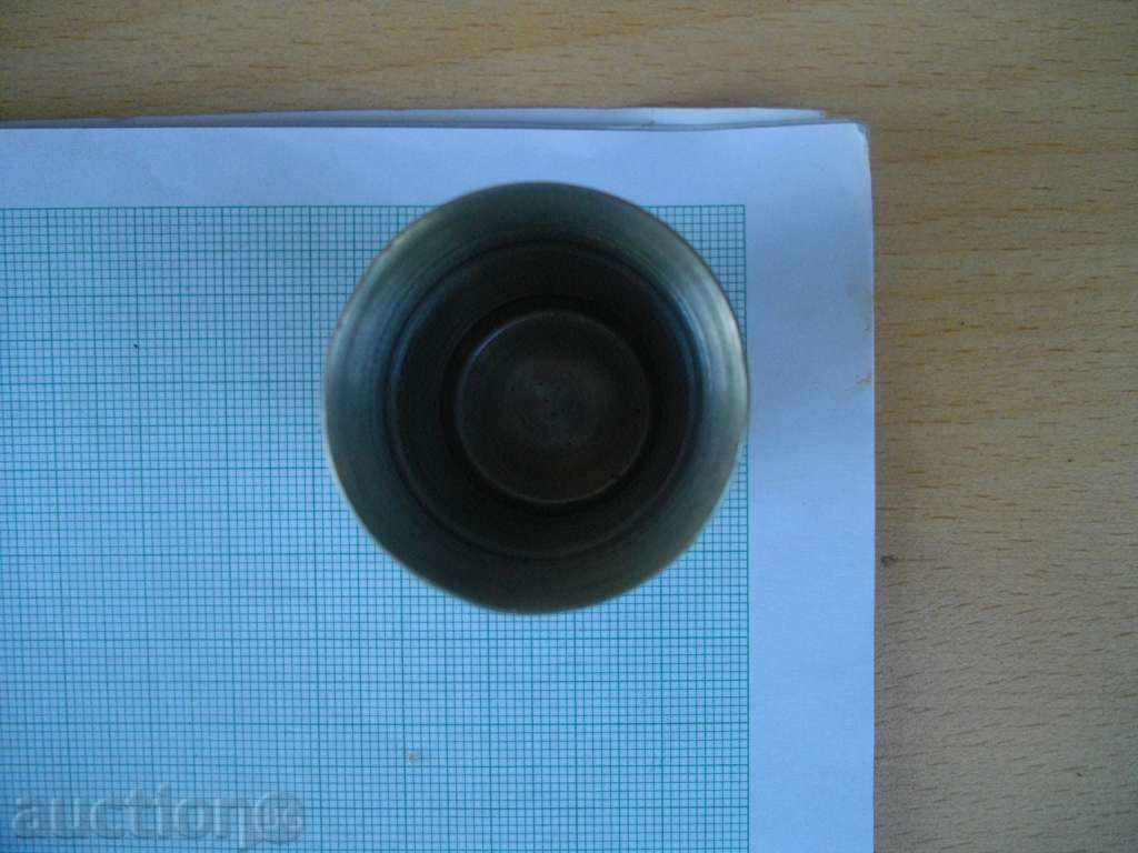 Auction Wooden tray with six small metal cups Auction Wooden tray with six small metal cups