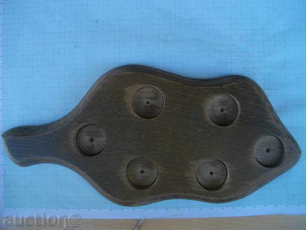 Delivery of Wooden tray with six small metal cups Delivery of Wooden tray with six small metal cups