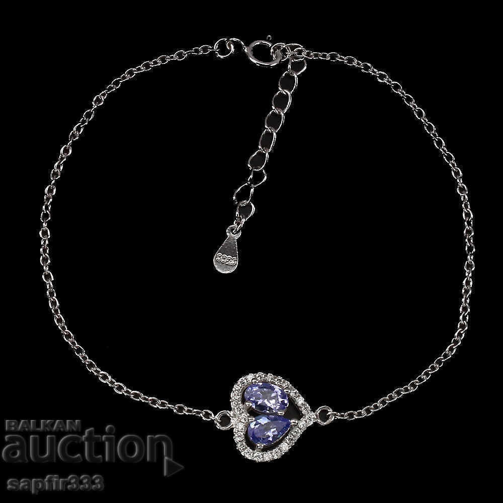 TANZANITES AND ZIRCONIA GENTLE SILVER BRACELET "HEART" with price 227.00 BGN | € 116.06 TANZANITES AND ZIRCONIA GENTLE SILVER BRACELET "HEART" with price 227.00 BGN | € 116.06