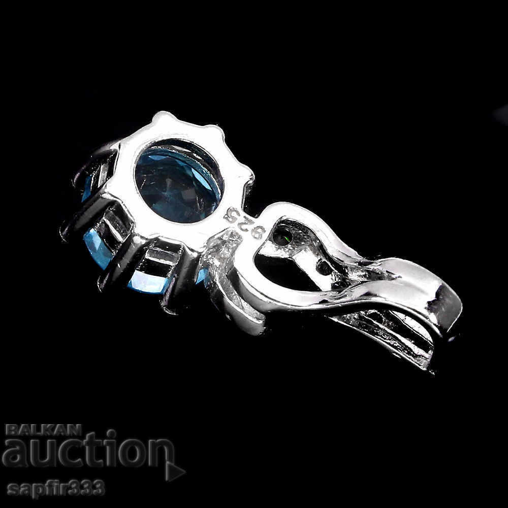 Auction GENTLE FINE SILVER MEDALLION WITH NATURAL TOPAZ AND ZIRCONIA Auction GENTLE FINE SILVER MEDALLION WITH NATURAL TOPAZ AND ZIRCONIA