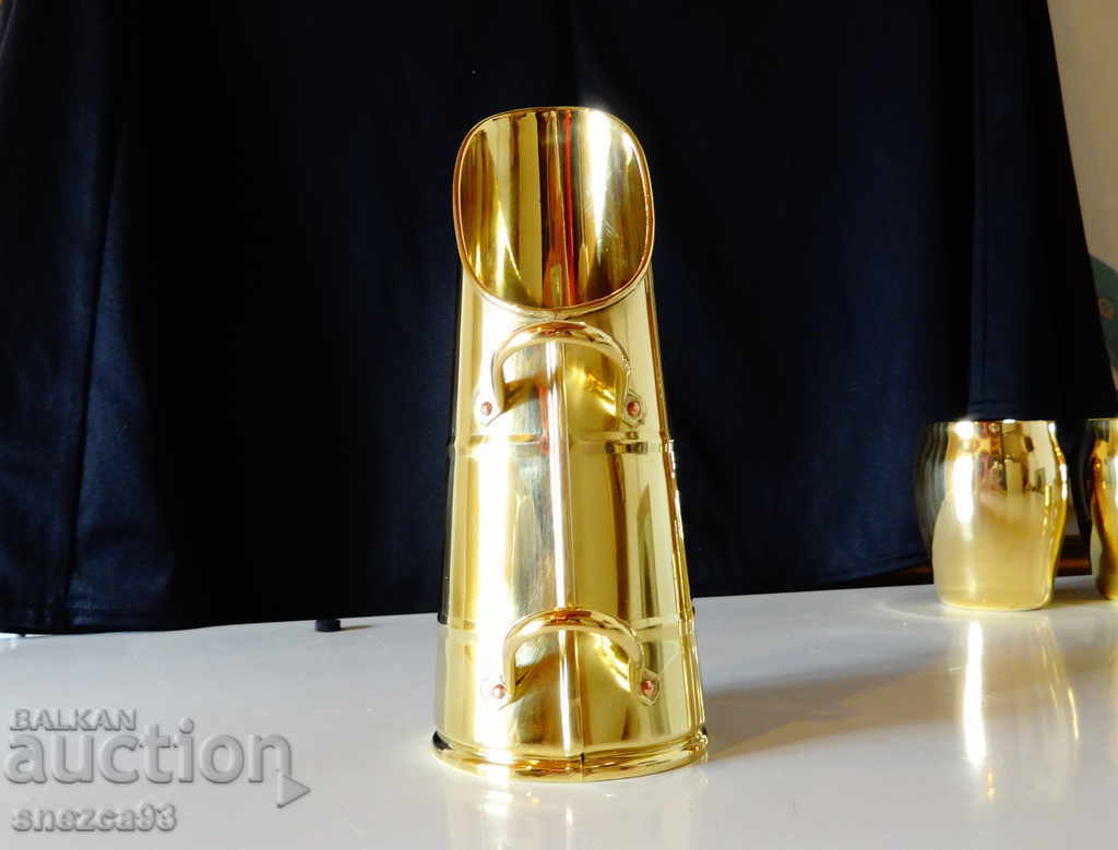 Auction  Antique bronze wine jug 450 ml., gold plating