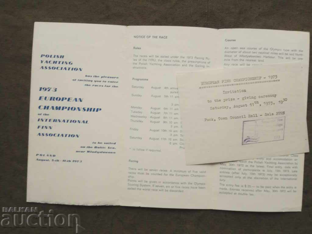 European Finn Championship - 1973-Władysławowo with price 20.00 BGN | € 10.23 European Finn Championship - 1973-Władysławowo with price 20.00 BGN | € 10.23
