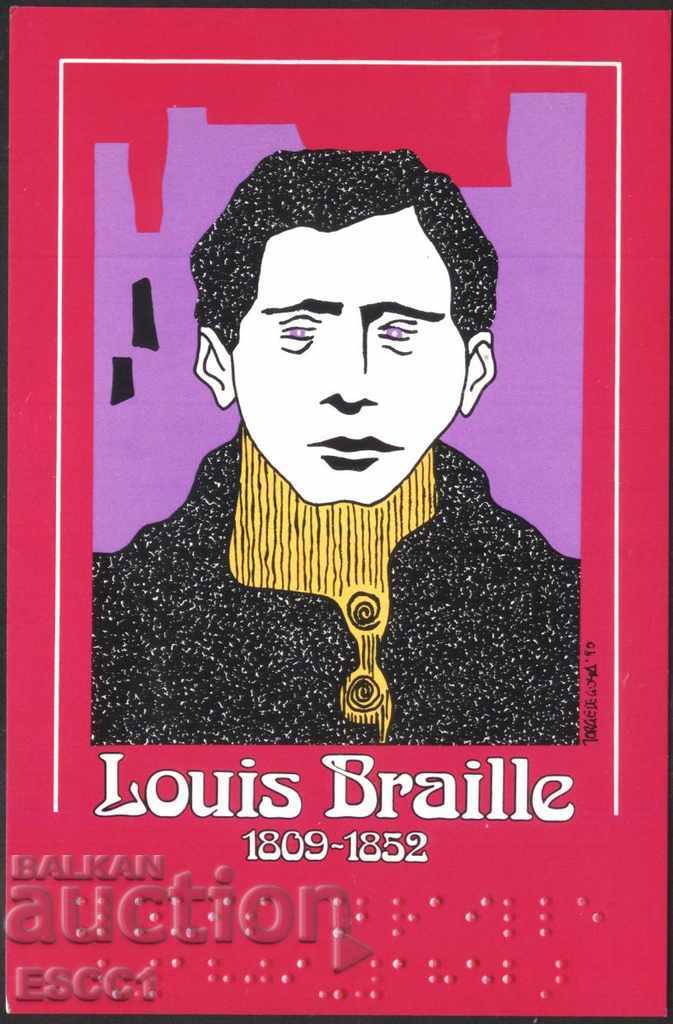 Carte poștală Louis Braille Expoziție filatelie 1990 Spania