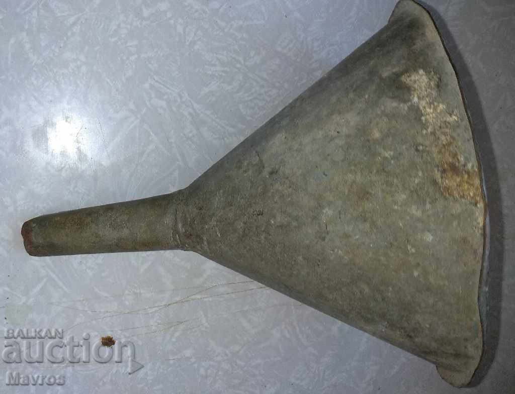 Auction  Funnel big metal old for hot liquids - oil, resin