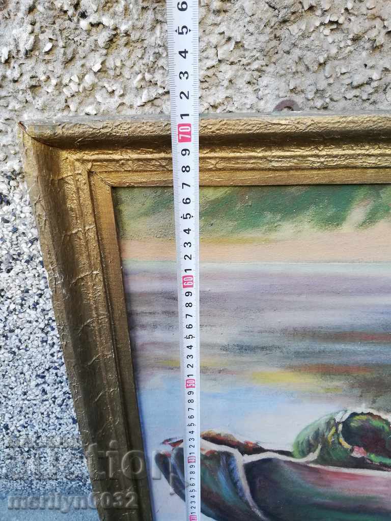 Δημοπρασία Εικόνα ζωγραφικής με λάδι ρωσικού τοπίου Άνθρωπος σε μια βάρκα Δημοπρασία Εικόνα ζωγραφικής με λάδι ρωσικού τοπίου Άνθρωπος σε μια βάρκα