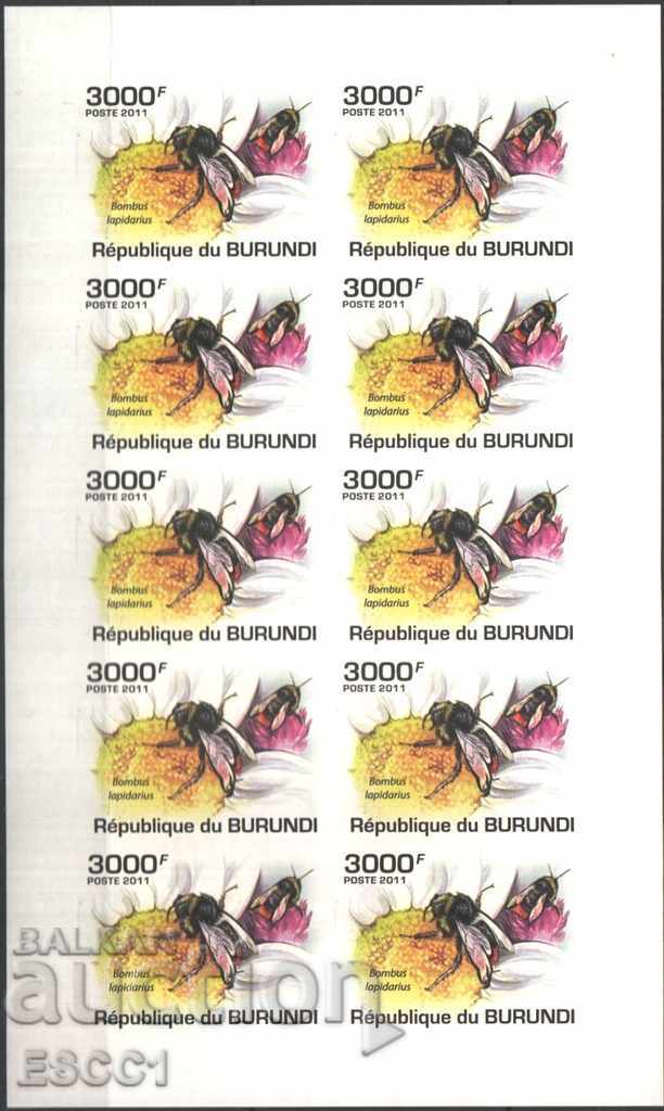 Pure Brands Sheets Unperforated Fauna Bees 2011 Burundi with price 120.00 BGN | € 61.36