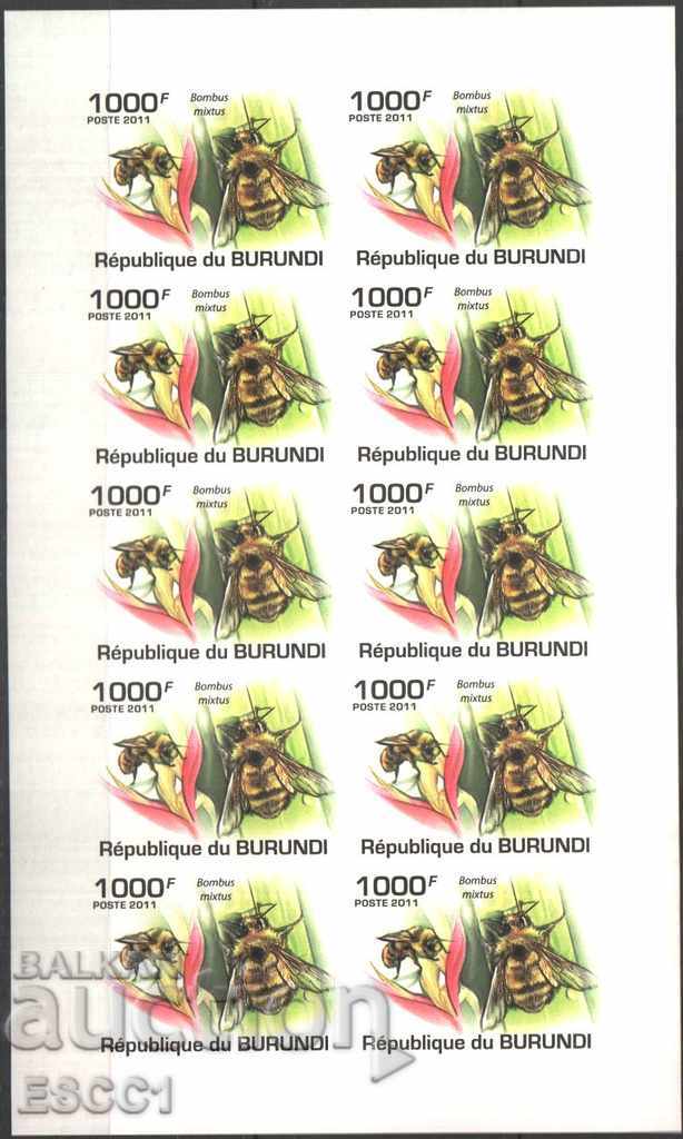 Pure Brands Sheets Unperforated Fauna Bees 2011 Burundi - 5