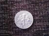 Монета САЩ 1 ДАЙМ = 10 ЦЕНТА 1991 ГОДИНА