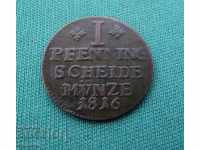 Германия Брауншвайг 1  Пфенниг  1816 FR  Много Рядка Монета