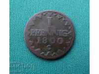 Germany Saxony 1 Pennig 1800 C Rare Coin