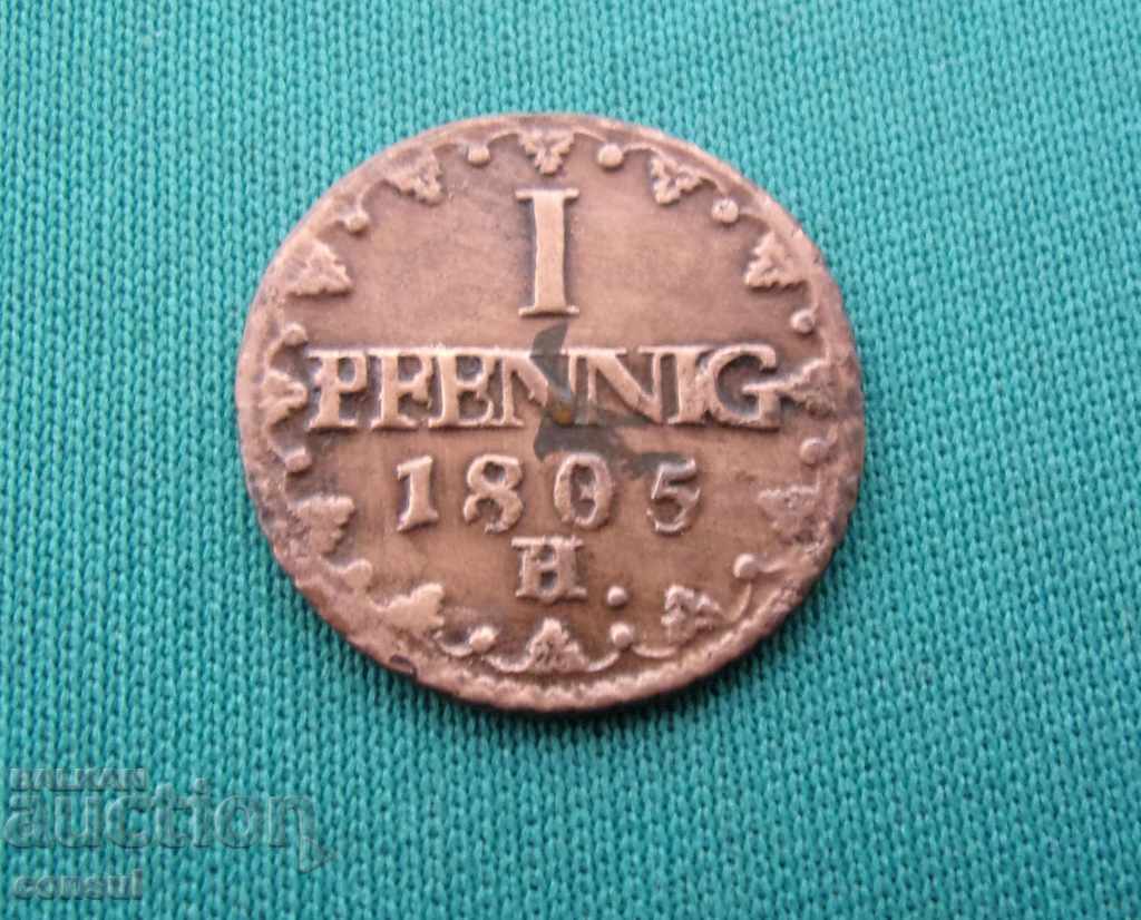 Germania Saxonia 1 Pennig 1805 N Rare Monede cu preț € 10.74 | 21.01 BGN