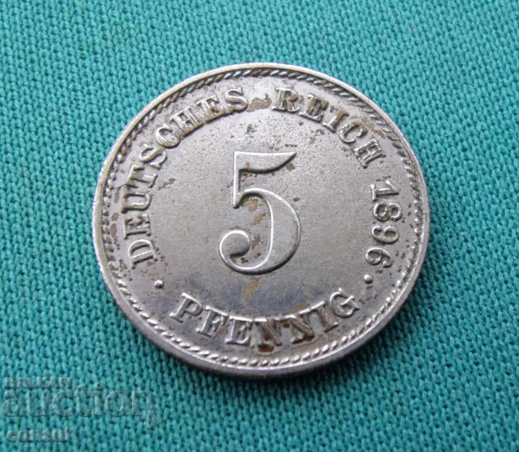 Germania Reich 5 Pennig 1896 E Rare Monede