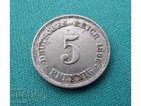 Germania Reich 5 Pennig 1896 E Rare Monede