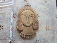 Old wood carving picture figure woman 1935 Kingdom of Bulgaria