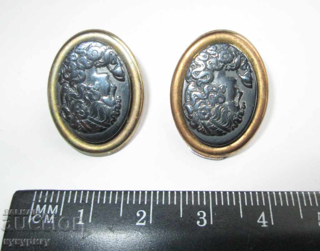 Beautiful old earrings with a gemstone stone engraved stone Hematite with price 75.00 BGN | € 38.35 Beautiful old earrings with a gemstone stone engraved stone Hematite with price 75.00 BGN | € 38.35