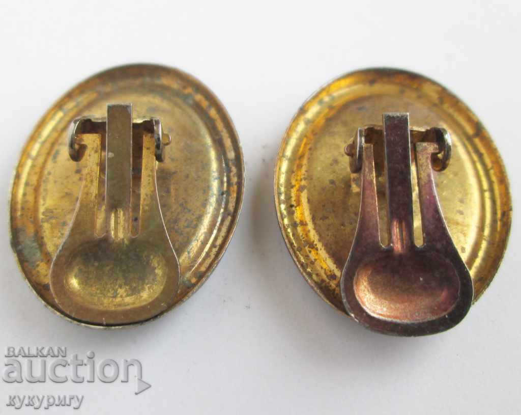 Beautiful old earrings with a gemstone stone engraved stone Hematite - 7 Beautiful old earrings with a gemstone stone engraved stone Hematite - 7