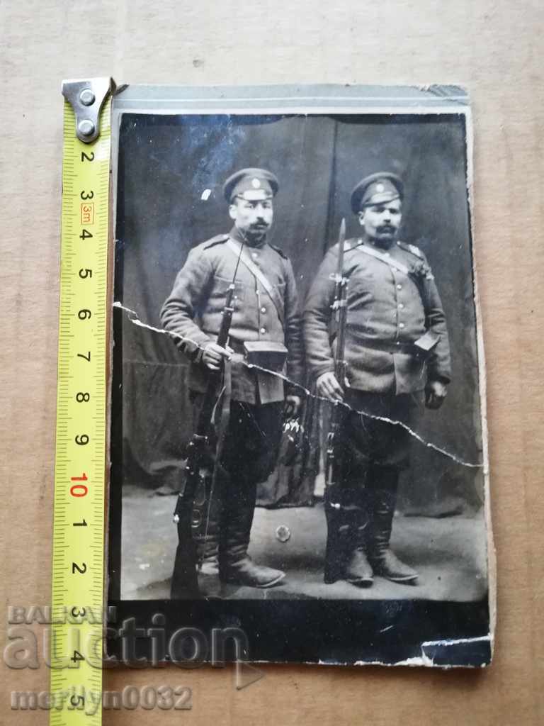 Old photo, photography, portrait of soldiers with rifle with price 15.00 BGN | € 7.67