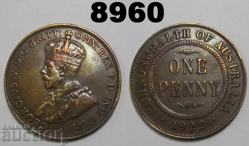 Австралия 1 пени 1922 монета