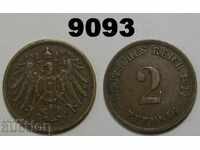 Германия 2 пфенига 1911 D aXF монета