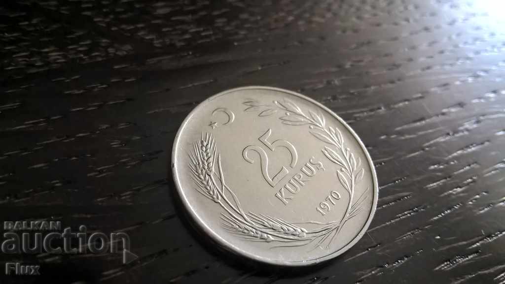 Монета - Турция - 25 куруша | 1970г.
