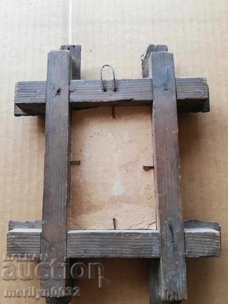 Old photo framed shepherd woodcarving photography, portrait with price 77.00 BGN | € 39.37