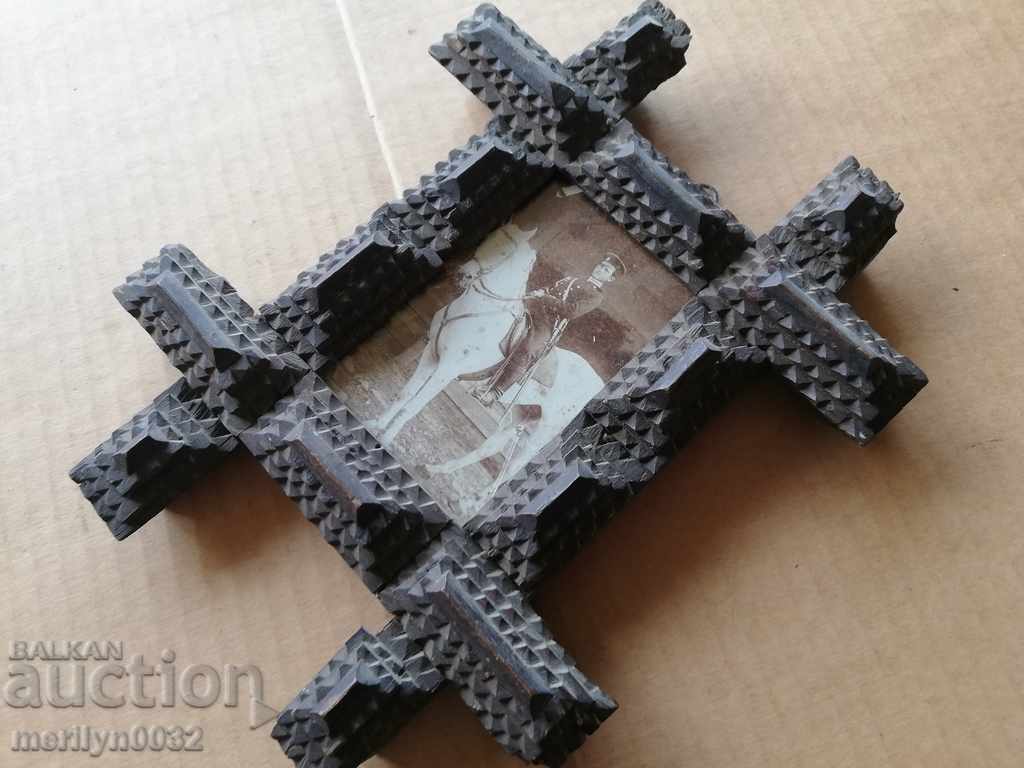 Old photo framed shepherd woodcarving photography, portrait - 5