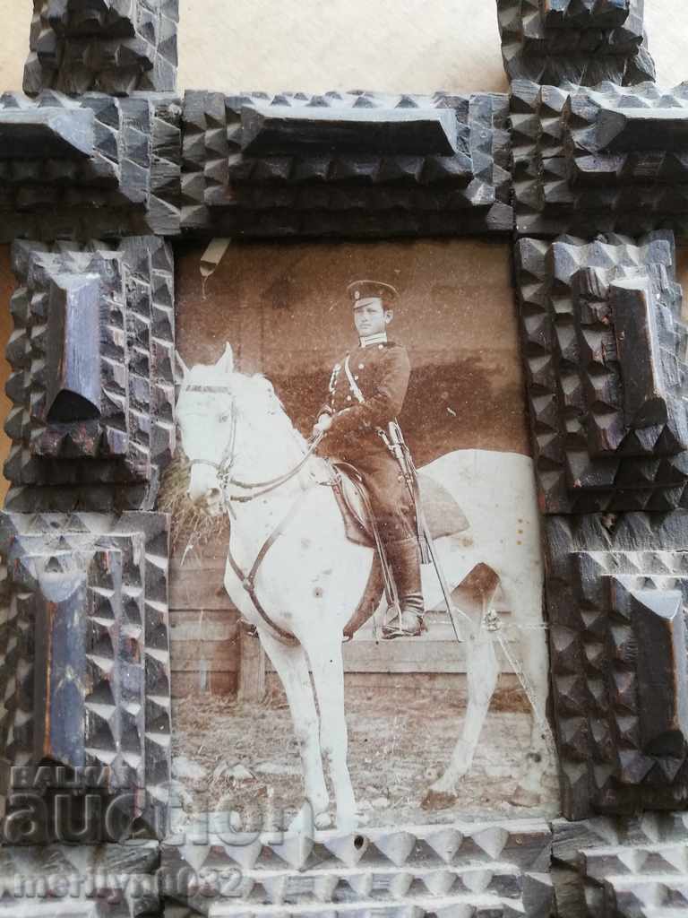 Old photo framed shepherd woodcarving photography, portrait - 6