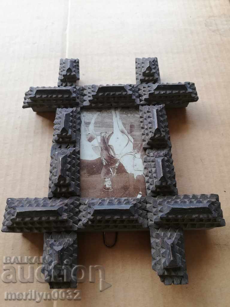 Old photo framed shepherd woodcarving photography, portrait - 7