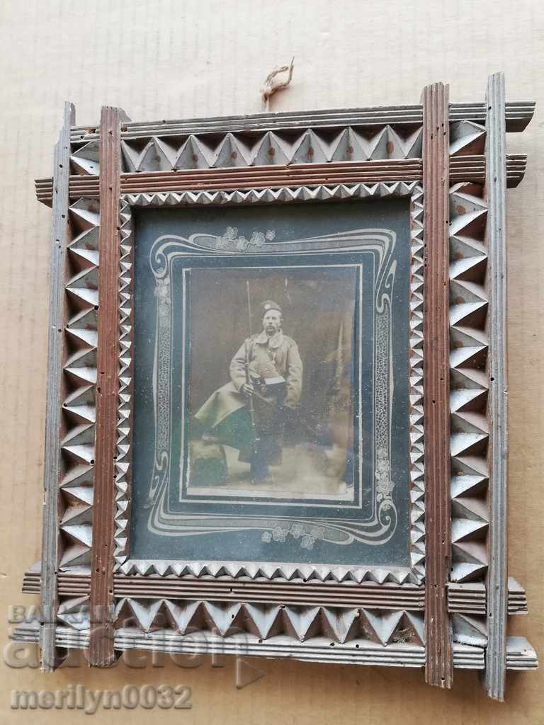 Photo frame shepherd woodcarving photography portrait 1885g