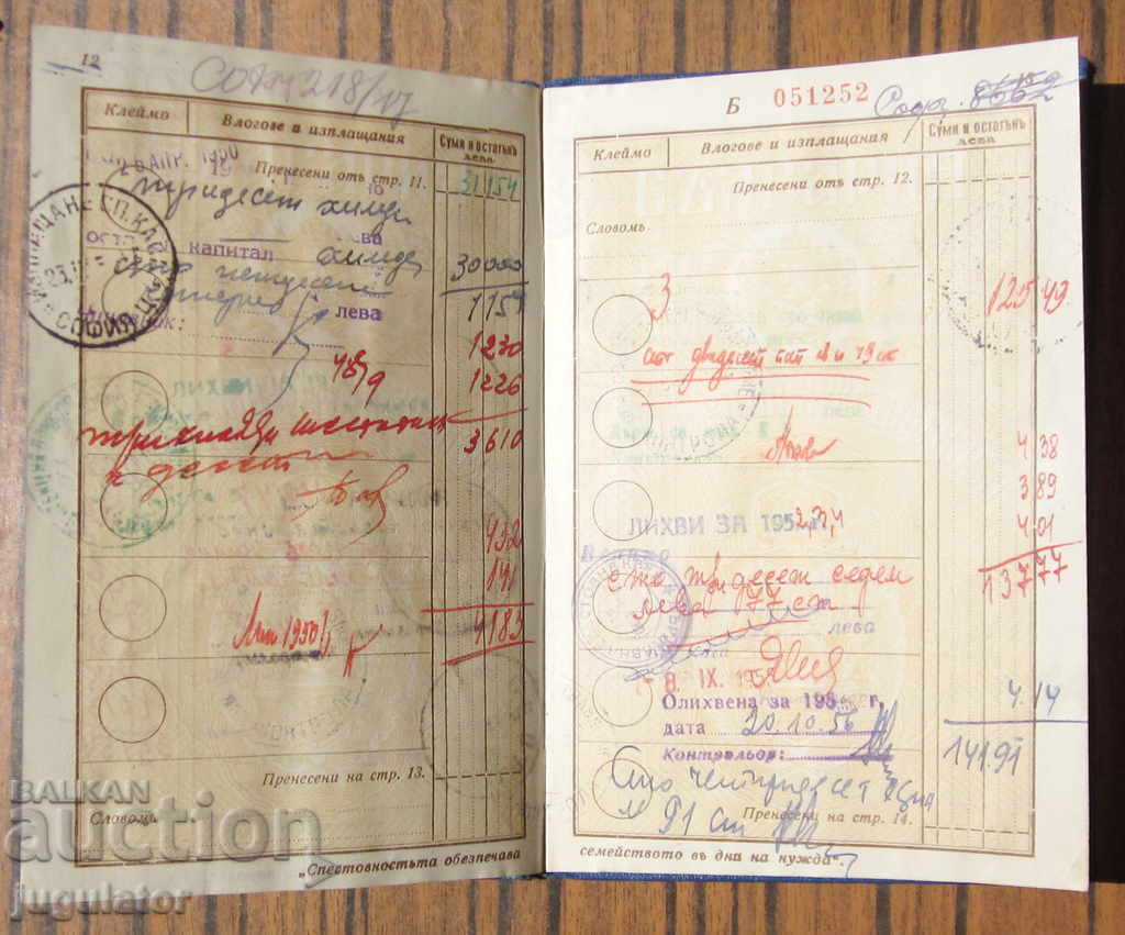 Old Bulgarian Savings Book Kingdom of Bulgaria 1938 - 5 Old Bulgarian Savings Book Kingdom of Bulgaria 1938 - 5