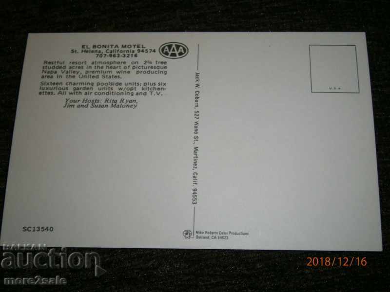 Postcard - EL BONITA MOTEL - OAKLAND - CANADA - PURPLE with price 0.60 BGN | € 0.31 Postcard - EL BONITA MOTEL - OAKLAND - CANADA - PURPLE with price 0.60 BGN | € 0.31