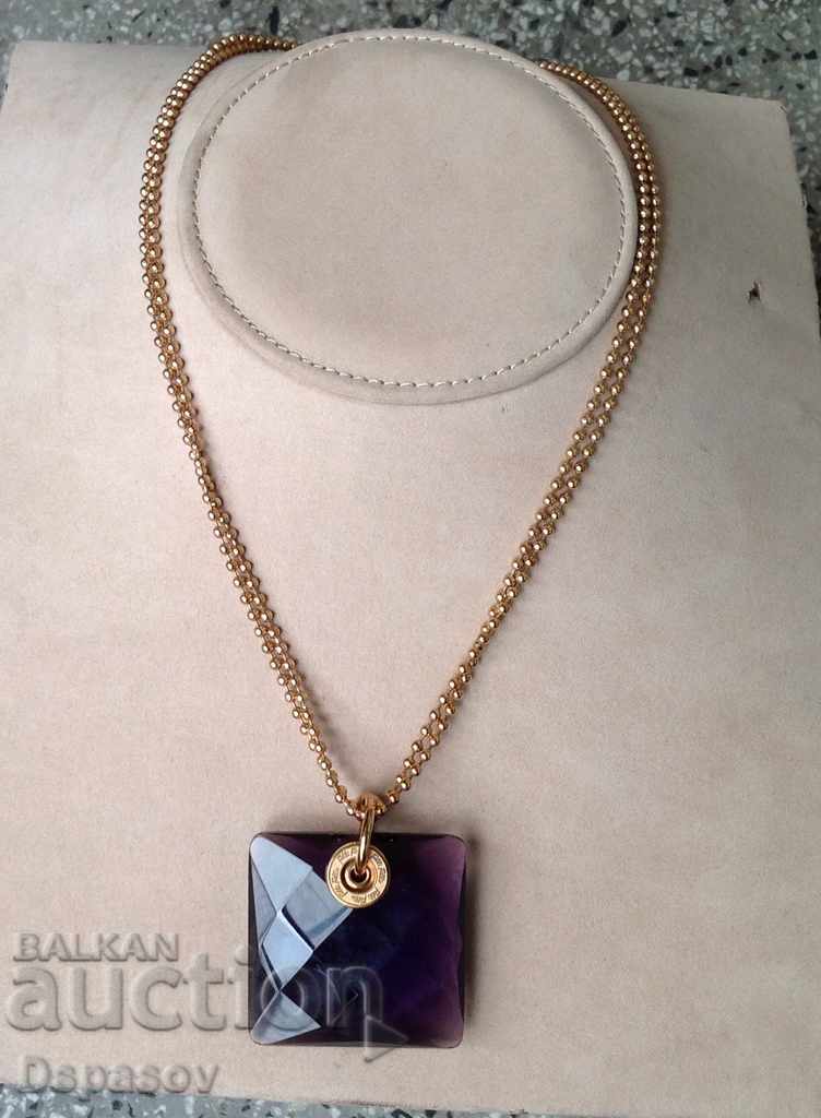 Marko Long Folli Follie Necklace With Pendant Purple Crystal