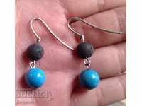 Silver Earrings with Turquoise and Volcanic Stone